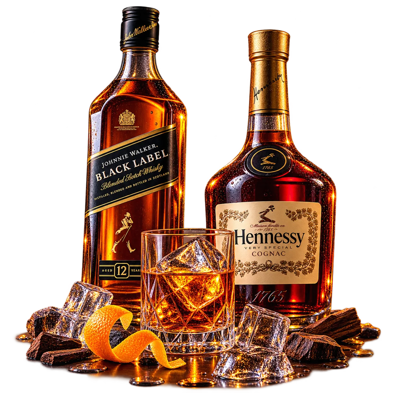 Johnnie Walker whiskey i Hennessy cognac u EL CAZADOR lounge baru
